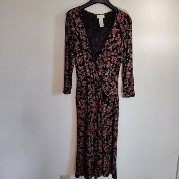 Ladies SZ 4P Liz Claiborne Black Surplice Neckline Dress - Picture 1 of 4